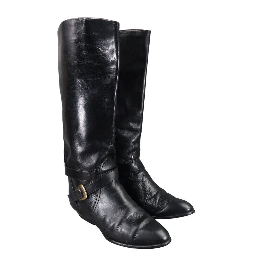 Enzo Angiolini Shoes Womens 8 Boots Fashion Vintage 80s Harness Leather Black